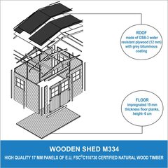 Puidust aiamaja Timbela M334 + põrand hind ja info | Kuurid ja aiamajad | kaup24.ee