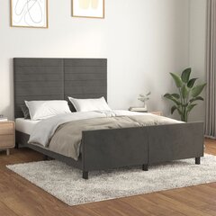 voodiraam peatsiga, tumehall, 140x190 cm, samet hind ja info | Voodid | kaup24.ee