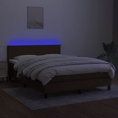 kontinentaalvoodi madratsiga ja LED, tumepruun, 140x190 cm, kangas цена и информация | Кровати | kaup24.ee