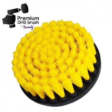 Premium klassi puhastushari Drill Brush by Kornely trellile - keskmiselt pehme, kollane, 13 cm цена и информация | Käsitööriistad | kaup24.ee