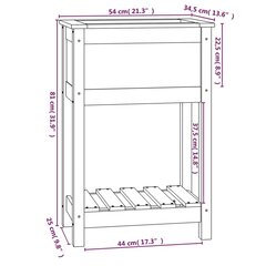 riiuliga taimekast, valge, 54 x 34,5 x 81 cm, männipuit hind ja info | Lillekastid | kaup24.ee