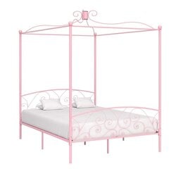 baldahhiiniga voodiraam, roosa, metall, 160 x 200 cm hind ja info | Voodid | kaup24.ee