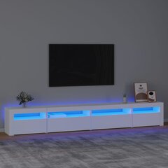 telerialus LED-tuledega, valge цена и информация | Тумбы под телевизор | kaup24.ee