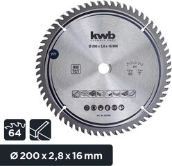 KWB Circuit Sow -ala 200 x 16 mm mm, väga peen lõigatud, sae tera, mis sobib tööplaatidele, puidule ja kaetud paneelidele hind ja info | Aiatööriistade lisatarvikud | kaup24.ee