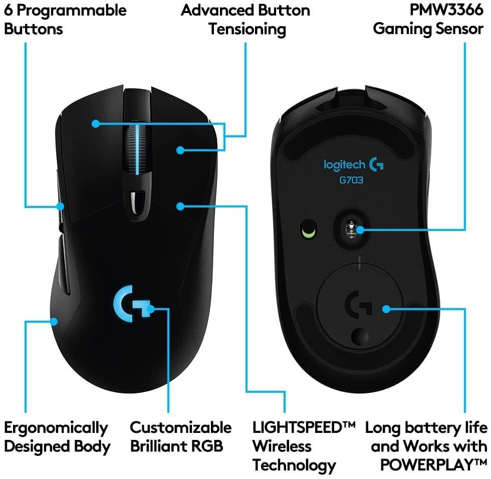 Logitech G703, must hind ja info | Hiired | kaup24.ee