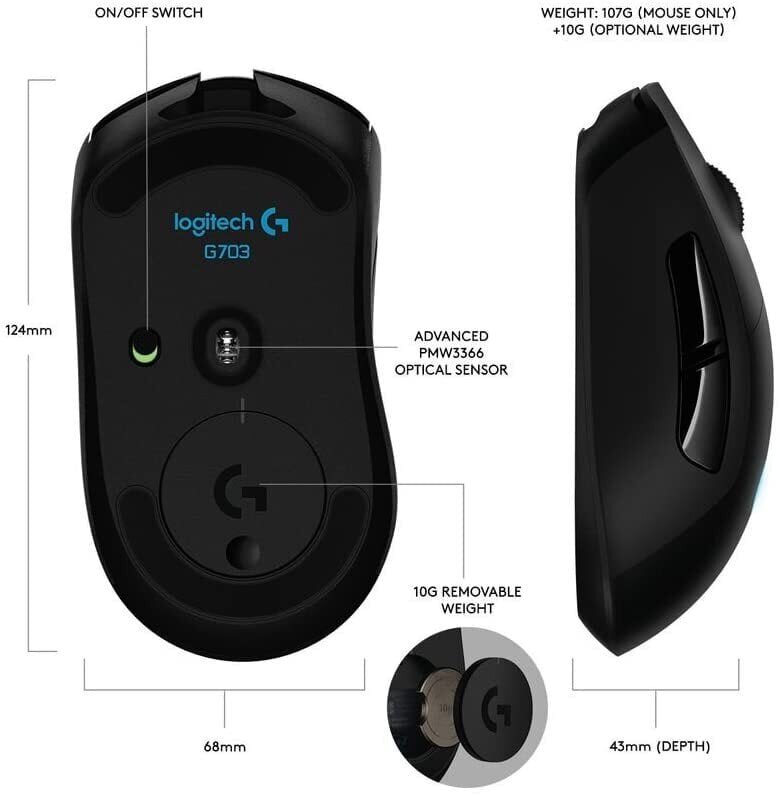 Logitech G703, must hind ja info | Hiired | kaup24.ee