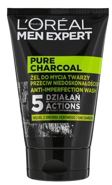 Näopesuvahend tamme musta söega L'Oreal Paris Men Expert Pure Charcoal 100 ml цена и информация | Näopuhastusvahendid | kaup24.ee