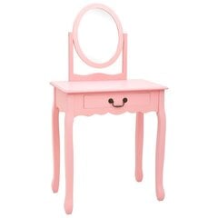 tualettlaud taburetiga, roosa 65x36x128 cm, Paulownia puit, MDF hind ja info | Meigilauad | kaup24.ee