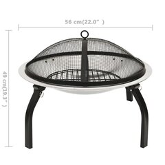 kaks ühes tulease ja grill, 56 x 56 x 49 cm, roostevaba teras цена и информация | Грили | kaup24.ee