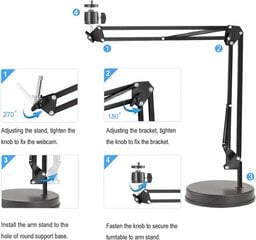 Oxendure'i veebikaamera sulg 22-tolline kääriskivi vedrustuse ja alusega, Logitech Webcam C922X C930E C930 C615 jaoks, GoPro Hero 8/7/6/5, Arlo Ultra/Pro 3/Brio 4K hind ja info | Tindiprinteri kassetid | kaup24.ee