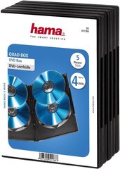 Hama DVD Cover для 4 DVD-дисков (также подходит для компакт-дисков и Blu-Rays, с фольгой для вставки крышки) 5-пакетный, черный цена и информация | Картриджи для струйных принтеров | kaup24.ee