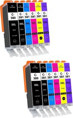 TURVALISE GUY 12 PRINDRIRTRIIDGE XXL koos kiibiga, mis ühilduvad Canon PGI-580 CLI-581-ga Pixma TS8151 TS8200 TS8251 TS8350 TS8352 TS9100 TS9155 hind ja info | Tindiprinteri kassetid | kaup24.ee