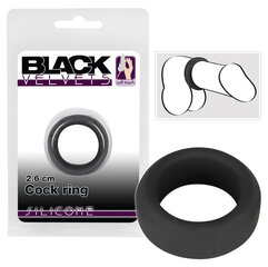 Бархатное кольцо для пениса Black Velvets - черное 2,6 см цена и информация | Эрекционные кольца, насадки на пенис | kaup24.ee