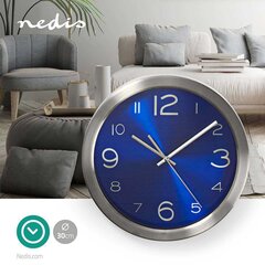 Nedis Wall Clock - 30cm Diameter- Stainless Steel Must must - Musta Värvivalik цена и информация | Аксессуары для бытовой техники | kaup24.ee