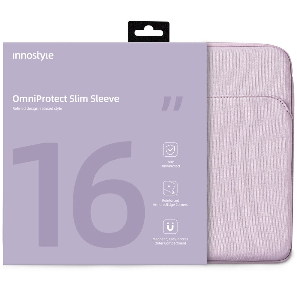 INNOSTYLE SÜLEARVUTI KOTT 16" VEEKINDEL ÜMBRIS OMNIPROTECT SLIM LILLA hind ja info | Arvutikotid | kaup24.ee