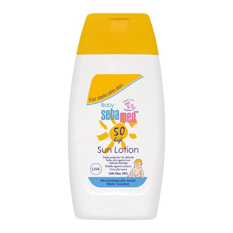 Päikesekaitselosjoon lastele Sebamed Baby Sun SPF50+, 200 ml цена и информация | Päikesekreemid | kaup24.ee