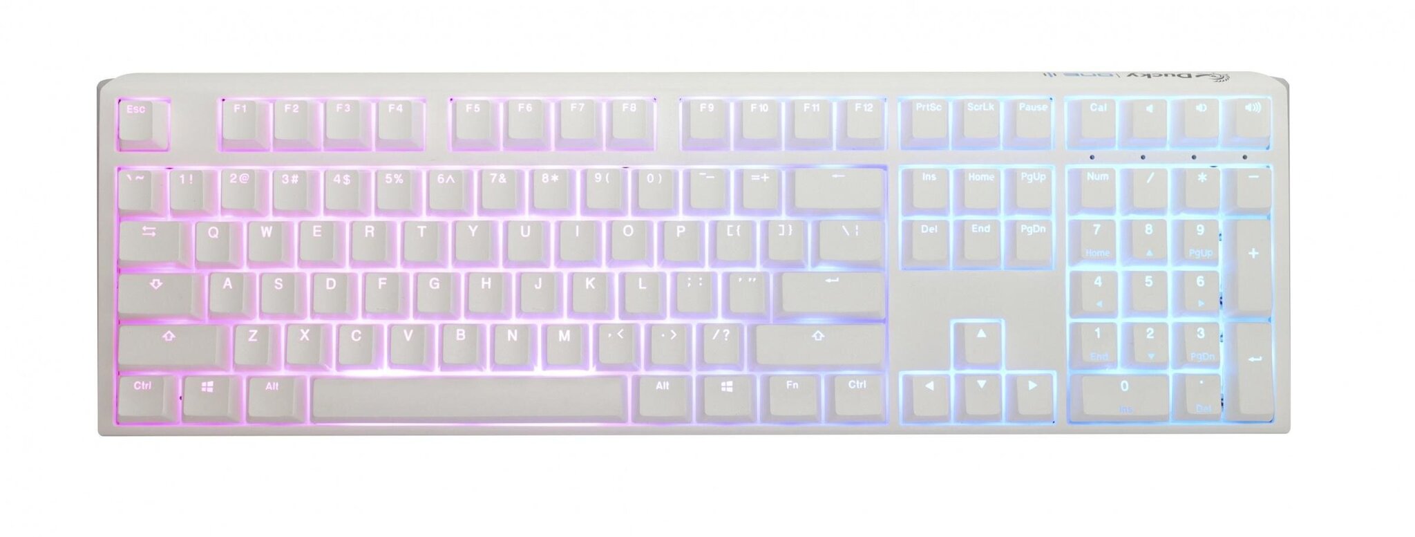 Mehaaniline klaviatuur Ducky One 3 puhas valge täissuuruses Hotswap Cherry MX hõbe, RGB, PBT klahvistikud hind ja info | Klaviatuurid | kaup24.ee