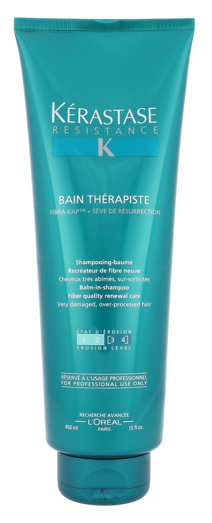 Taastav šampoon - palsam tõeliselt kahjustatud juustele Kerastase Resistance Bain Therapiste 450 ml hind ja info | Šampoonid | kaup24.ee