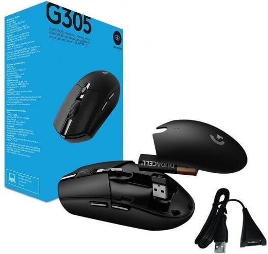 Logitech G305 EWR2, must цена и информация | Hiired | kaup24.ee