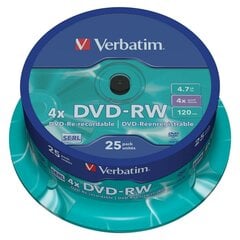 DVD-RW Verbatim    25 штук 4x 4,7 GB цена и информация | Охлаждающие подставки и другие принадлежности | kaup24.ee