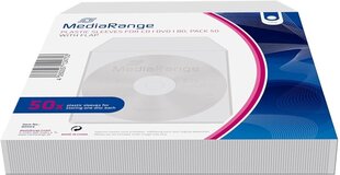 MediaRange CD-ümbrikud plastikust Plastic Sleeves for CD/DVD/BD 50tk. цена и информация | Чехлы для внешних жестких дисков | kaup24.ee