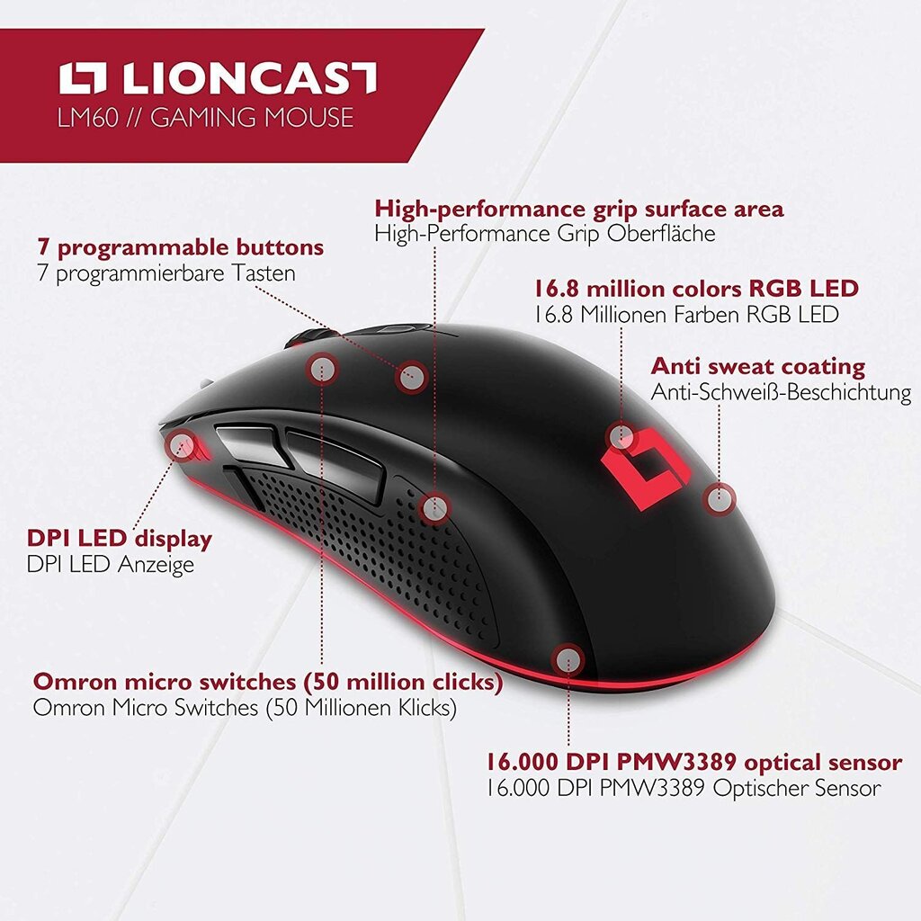 Lioncast LM60, must hind ja info | Hiired | kaup24.ee