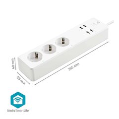 Nedis SmartLife WiFi Pikendusjuhe | 3x Pistik 4 | USB | 3680W hind ja info | USB jagajad, adapterid | kaup24.ee