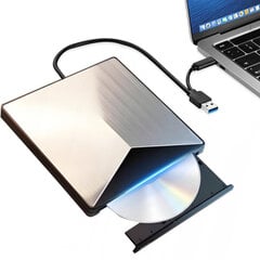 Väline CD/DVD kirjutaja USB 3.0 USB-C alumiiniumkorpus цена и информация | Жёсткие диски (SSD, HDD) | kaup24.ee