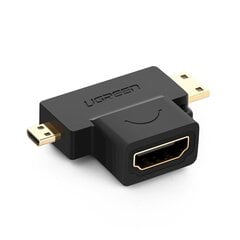 A-tüüpi HDMI adapter, Ugreen, mini HDMI, micro HDMI, must hind ja info | USB jagajad, adapterid | kaup24.ee