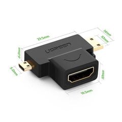 Адаптер HDMI Type A, Ugreen, mini HDMI, micro HDMI, черный цена и информация | Адаптеры и USB-hub | kaup24.ee