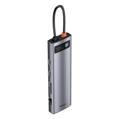 Multifunktsionaalne HUB portide replikaator, 11in1, Baseus, USB-C metalne läikiv, hall hind ja info | USB jagajad, adapterid | kaup24.ee