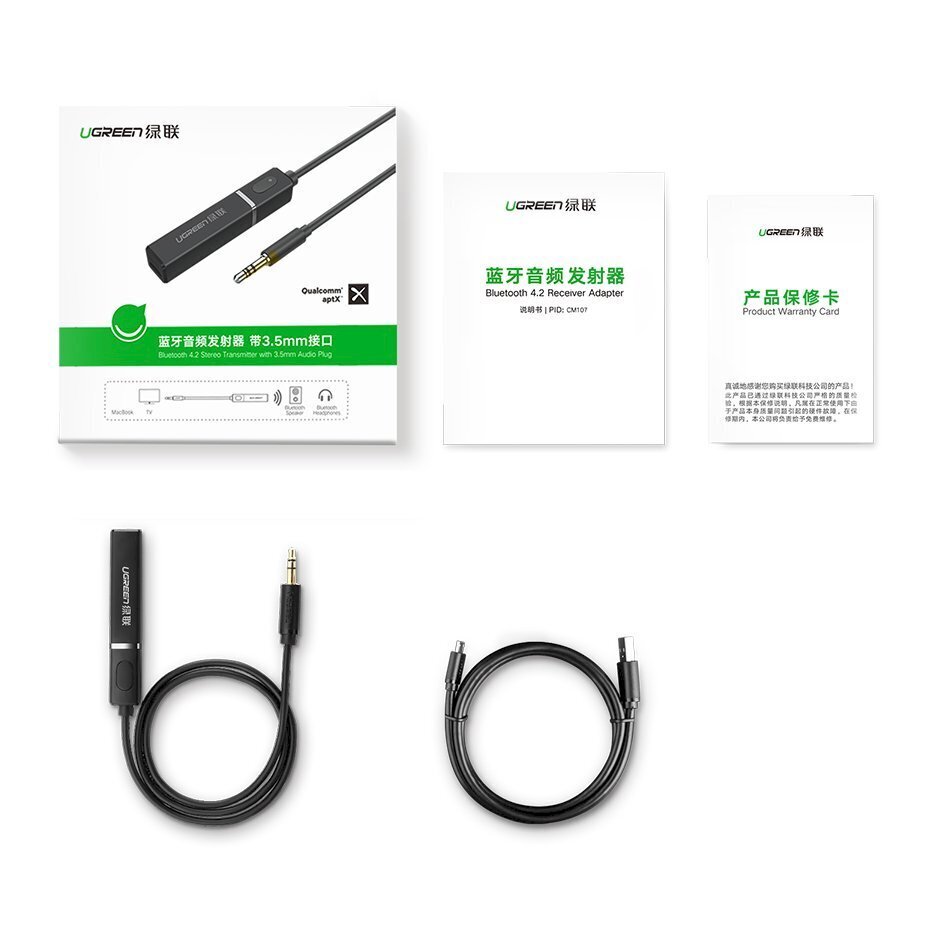 Juhtmevaba audioadapter, Ugreen CSR86701, 3,5 mm., minipesa, Bluetooth 5.0, must цена и информация | USB jagajad, adapterid | kaup24.ee