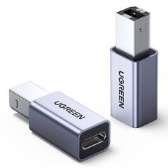 Переходник, Ugreen US3821, USB-C на USB-B, для дискового принтера, серый цена и информация | Адаптеры и USB-hub | kaup24.ee