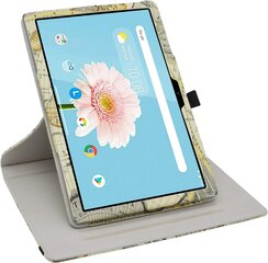 Чехол Labanem для Teclast P20HD, вращающийся на 360°, кожа PU, 10.1", Map White цена и информация | Аксессуары для планшетов, электронных книг | kaup24.ee