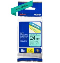 Lint BROTHER TZE-751, 24 mm x 8 m, mustad tähed rohelisel taustal, plastik (1 tk) hind ja info | Printeritarvikud | kaup24.ee