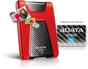 Жесткий диск Adata HD650 2.5'' 1TB, USB 3.0, красный цена и информация | Жёсткие диски (SSD, HDD) | kaup24.ee