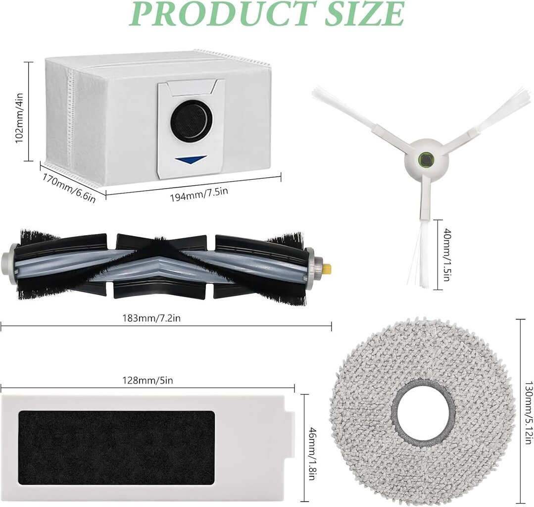 Mengtech tarvikud Ecovacs Deebot T20 Omni robottolmuimejale, 19-osaline komplekt hind ja info | Tolmuimejate lisatarvikud | kaup24.ee