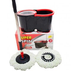 Комплект для уборки Super Spin MOP (щетка, ведро с механизмом отжима) цена и информация | Тазик с ручками круглый 9л, серый | kaup24.ee
