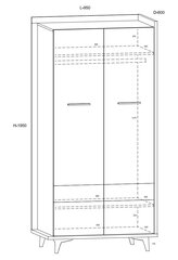 Riidekapp Meblocross Box 10 2D, helepruun/valge hind ja info | Kapid | kaup24.ee