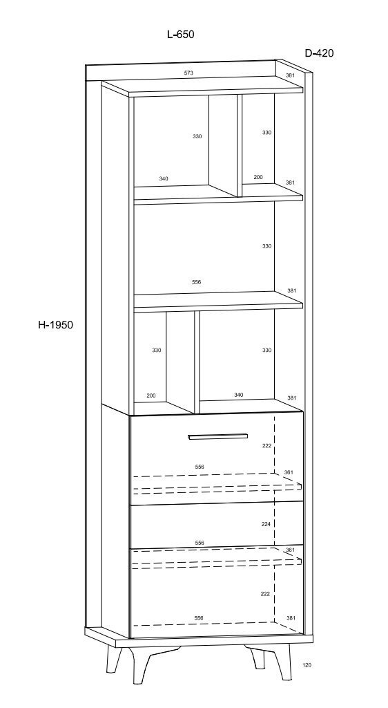 Riiul Meblocross Box 06 1D, tumepruun/valge hind ja info | Riiulid | kaup24.ee