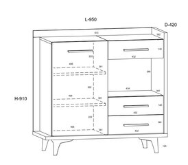 Kummut Meblocross Box 01 1D3S, helepruun/valge hind ja info | Kummutid | kaup24.ee