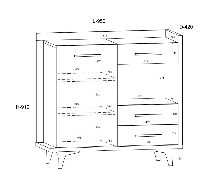 Kummut Meblocross Box 01 1D3S, pruun/valge hind ja info | Kummutid | kaup24.ee