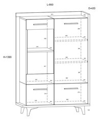 Vitriin Meblocross Box 13 3D, hele tamm/valge värv hind ja info | Vitriinkapid | kaup24.ee