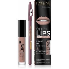 Komplekt Eveline Oh My Lips Liquid Matt 08 Lovely Rose: huulepulk 4.5 ml + huule kontuurpliiats 1 tk hind ja info | Huulepulgad, -läiked, -palsamid, vaseliin | kaup24.ee