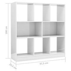 raamaturiiul kõrgläikega valge 97,5x29,5x100 cm, puitlaastplaat hind ja info | Riiulid | kaup24.ee