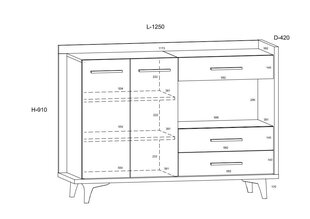 Kummut Meblocross Box 02 2D3S, hele tamm/valge värv hind ja info | Kummutid | kaup24.ee