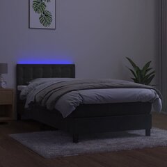 kontinentaalvoodi madrats ja LED, tumehall, 90x190 cm, samet цена и информация | Кровати | kaup24.ee