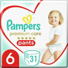 Подгузники - трусики PAMPERS Premium Pants, Value Pack, 6 размер, 31 шт. цена и информация | Пеленки | kaup24.ee