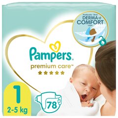 Подгузники PAMPERS Premium Care,Value Pack размер 1, 78 шт. цена и информация | Подгузники | kaup24.ee