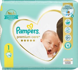 Подгузники PAMPERS Premium Care,Value Pack размер 1, 78 шт. цена и информация | Подгузники | kaup24.ee